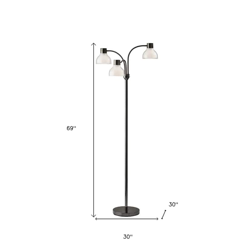 Metal Tree Floor Lamp with 3 Lights Bowl Shade and Switch Rotary Socket - 30” x 30” x 69” (D x W x H)