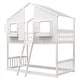 preview thumbnail 8 of 7, White Twin over Twin Wood House Bunk Bed with Roof and Ladder