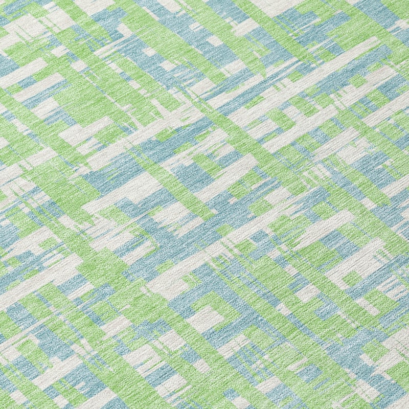 Machine Washable Indoor/ Outdoor Modern Crosshatch Chantille Rug