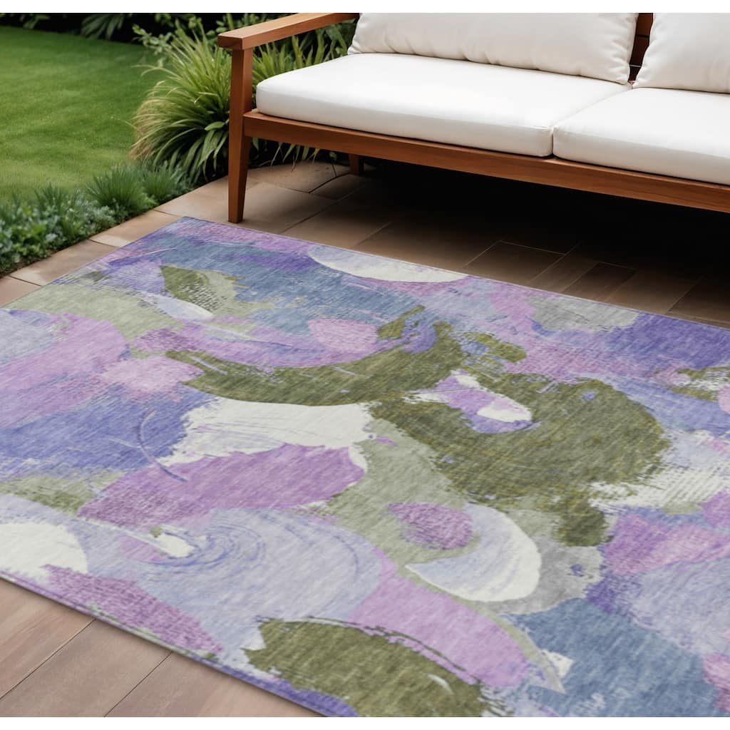 HomeRoots Abstract Transitional Rectangle Outdoor Rug