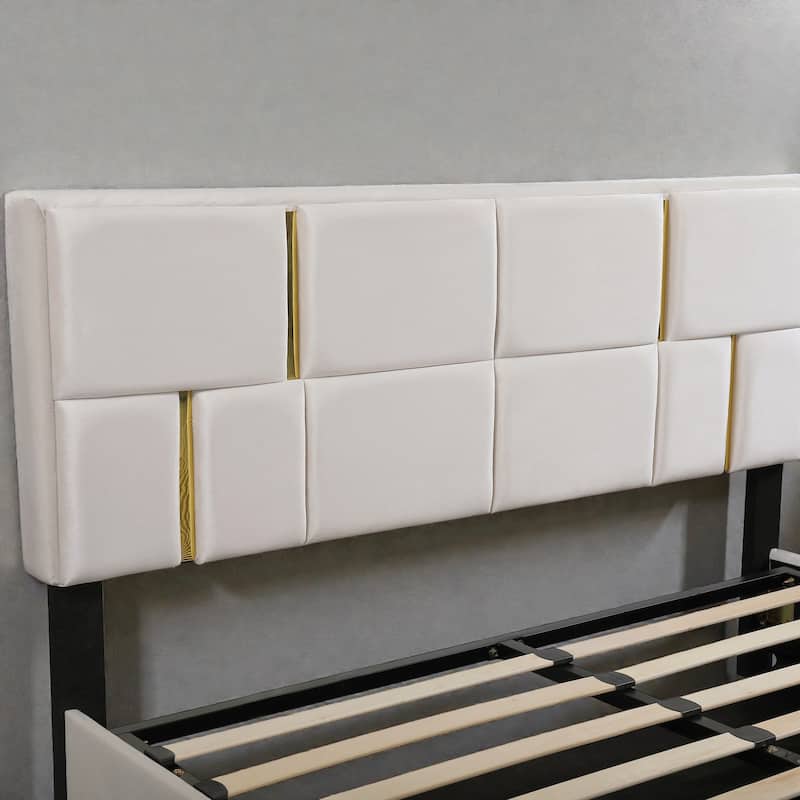 Queen Upholstered Platform Bed with Hydraulic Storage, Soft Fabric Headboard, No Box Spring Needed