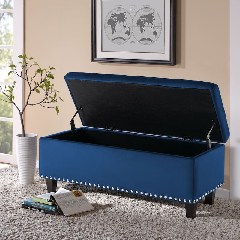 41" Storage Ottoman Tufted Upholstered Rectangle End of Bed Bench