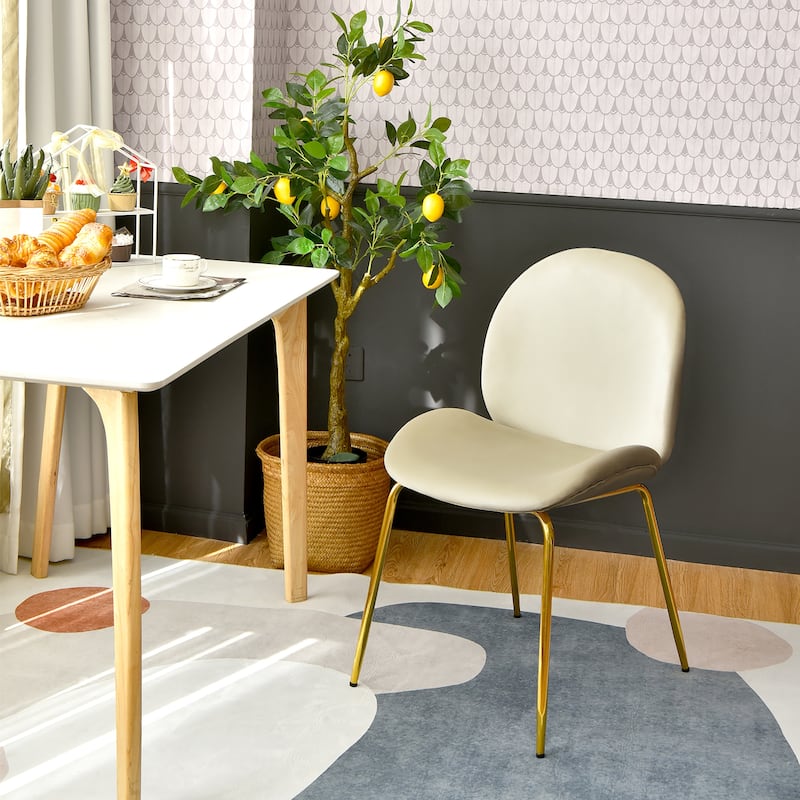 Costway Set of 2 Velvet Accent Chairs Dining Side Chairs w/Gold Metal