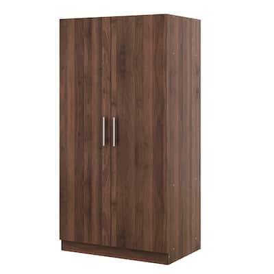 2-Door Wooden Wardrobe Armoire with 3 Storage Shelves - Brown