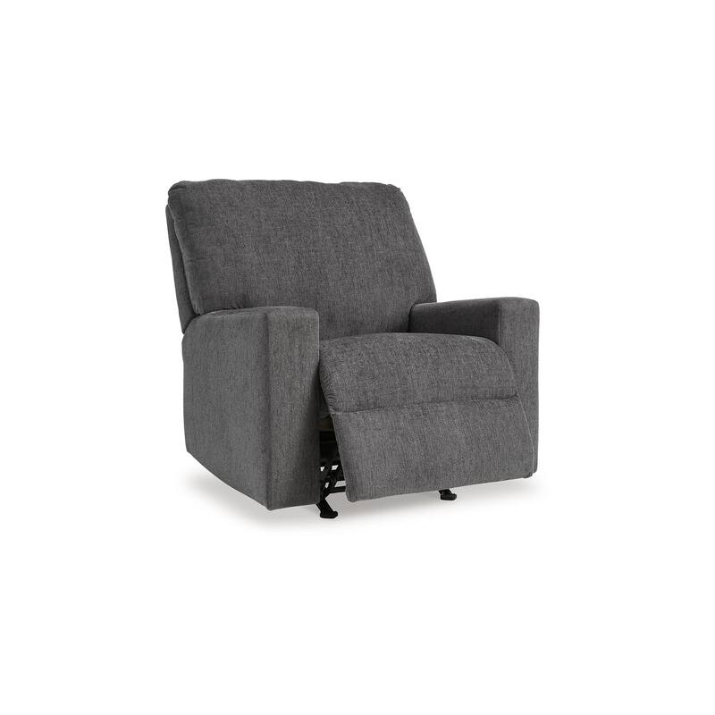 Anise Manual Rocker Recliner Chair, Pull Tab, Pewter Gray Polyester