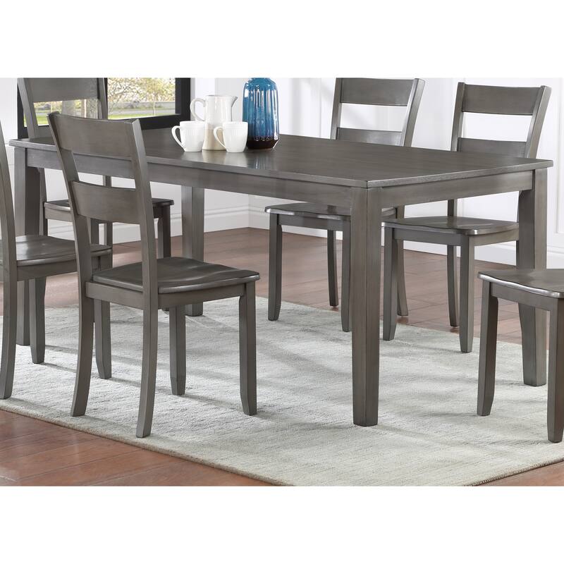 Wooden Dining Room Furniture Set, 7 Pcs Dining Table Chair Set with Rectangular Table and 6 Ladder Back Chairs