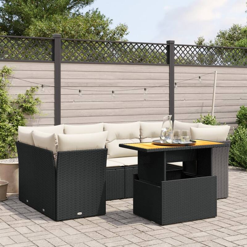 vidaXL Garden Sofa Set - 21.7 x 39.4 x 28.7 - Black