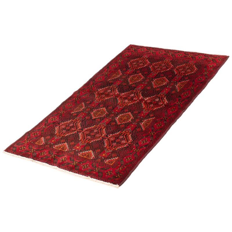 ECARPETGALLERY Hand-knotted Royal Baluch Black, Red Wool Rug - 3'5 x 6'3