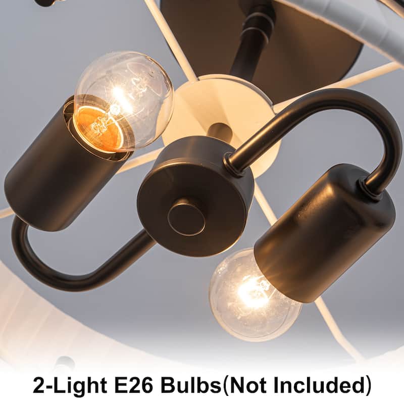 Starsky 2-Light White Fabric Modern Drum Chandelier