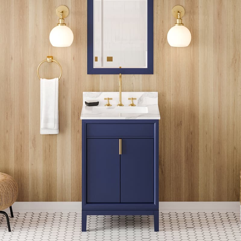 Jeffrey Alexander VKITTHE24R-QUARTZ Theodora II 24" Free Standing - Hale Blue / Calacatta Vienna