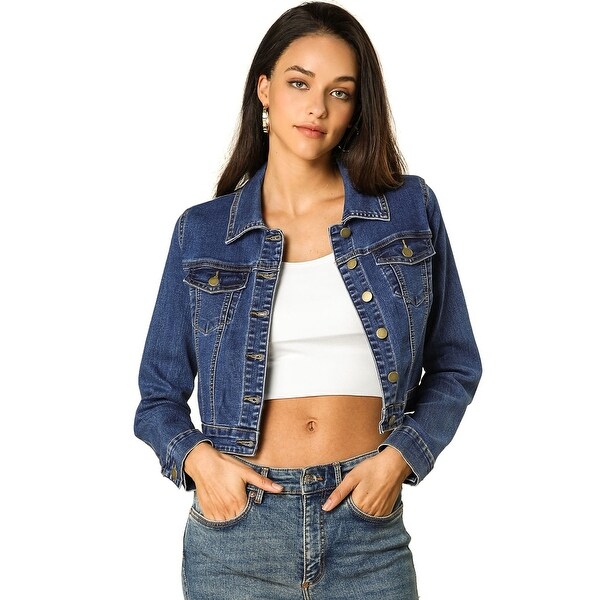 womens dark blue jean jacket