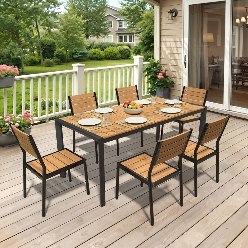 Pellebant Premium Outdoor Patio Aluminum Dining Table with Umbrella Hole