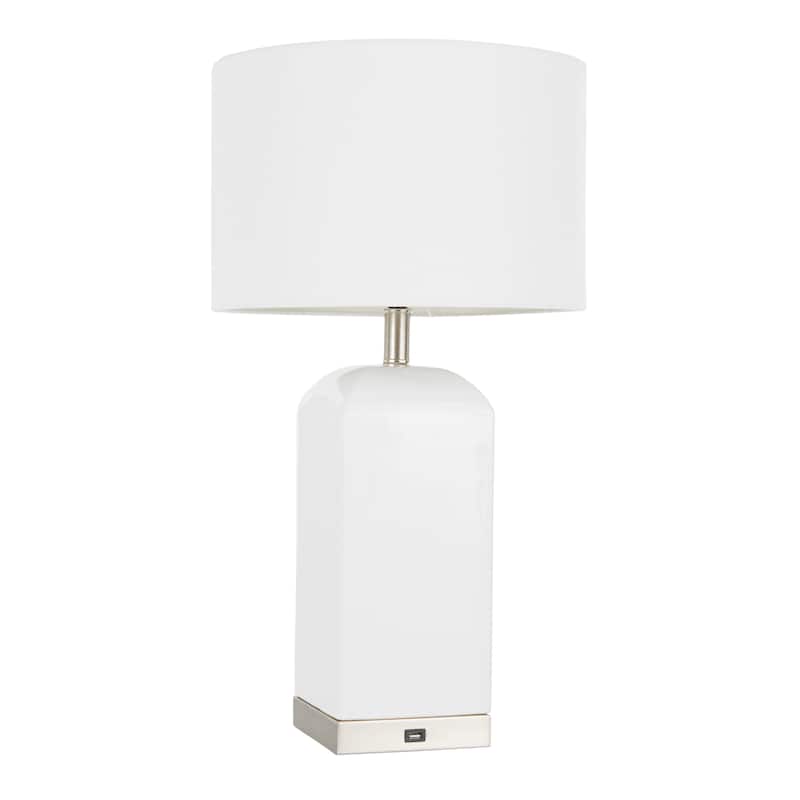 Carmen Contemporary Ceramic Table Lamp with USB Port - N/A