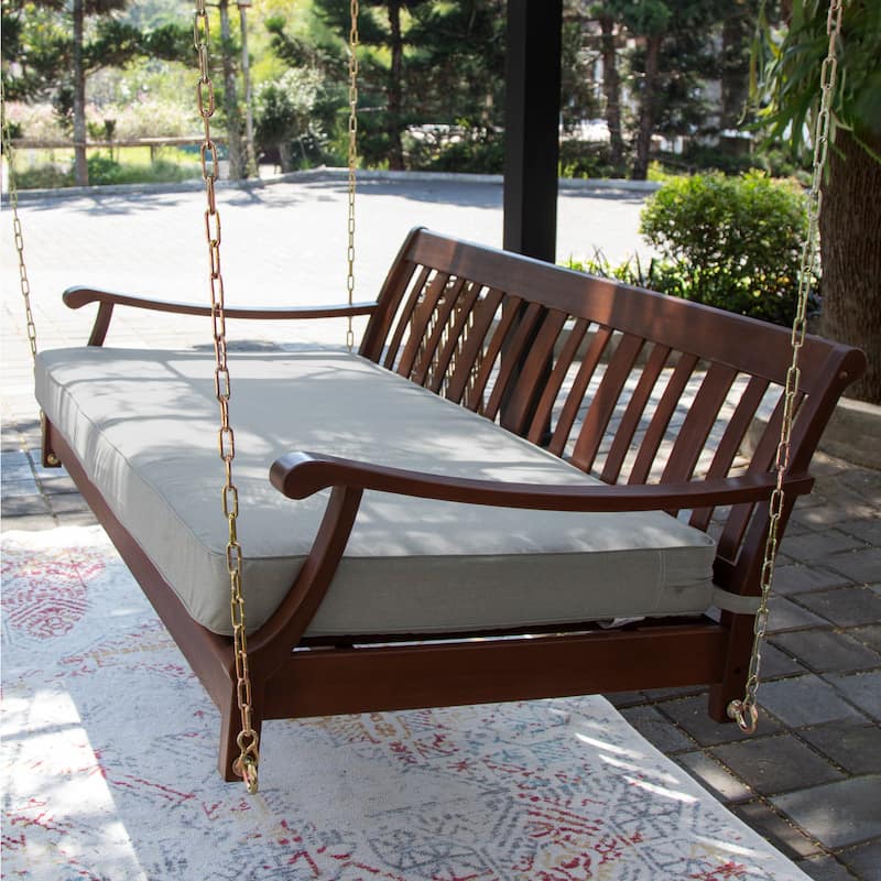 Cambridge Casual Como Mahogany Outdoor Swing Daybed with Cushion