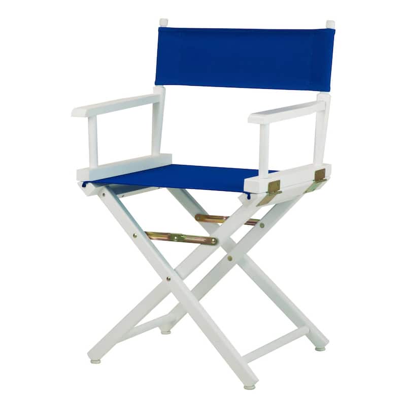 White Frame 18-inch Director's Chair - 33.75"h x 21.75"w x 17"d - 33.75"h x 21.75"w x 17"d - Blue