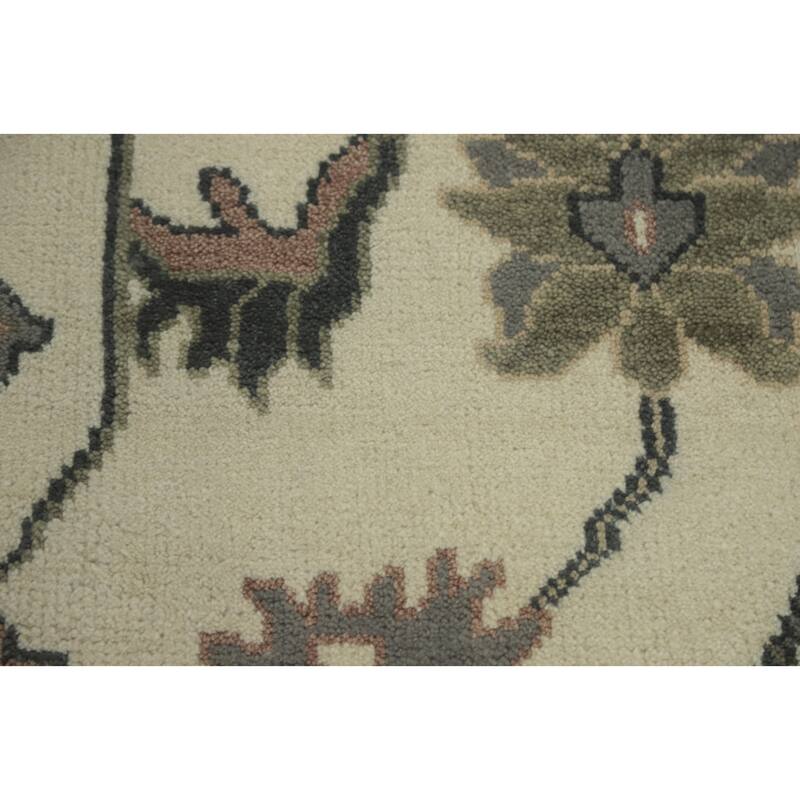 All-Over Floral Wool Oushak Indian Area Rug Hand knotted Geometric Carpet - 8' 10'' X 5' 11''