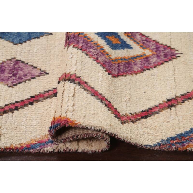 Tribal Geometric Moroccan Oriental Wool Area Rug Hand-knotted Carpet - 5'10" x 9'11"