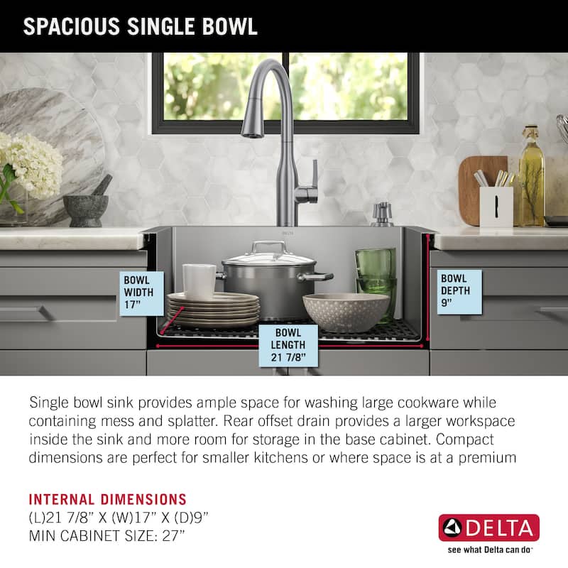 Delta 952138-T25S Marca 25" Undermount Single Basin Stainless Steel