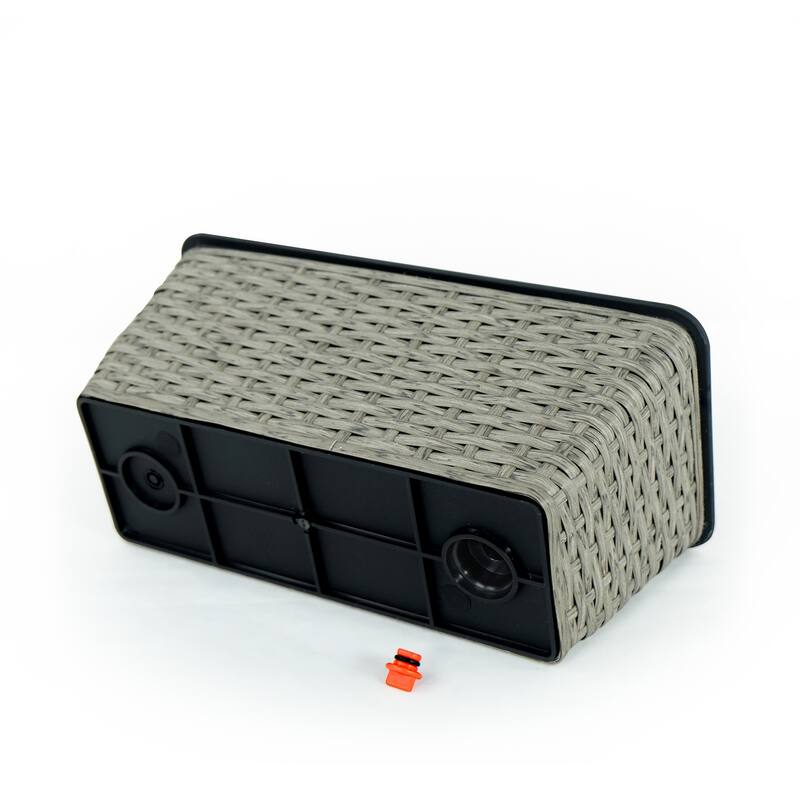 GDFStudio - Farmhouse 2-Piece Indoor/Outdoor Wicker Smart Self-Watering Rectangular Planter Pots with Water Level Indicator