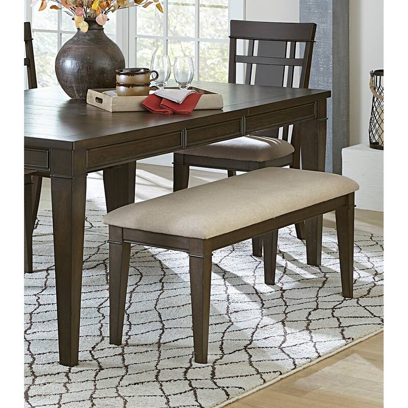 Dark Brown Finish 48-inch Bench 1pc Beige Fabric Upholstered Seat Classic Look Dining Wooden Furniture - Dark Brown