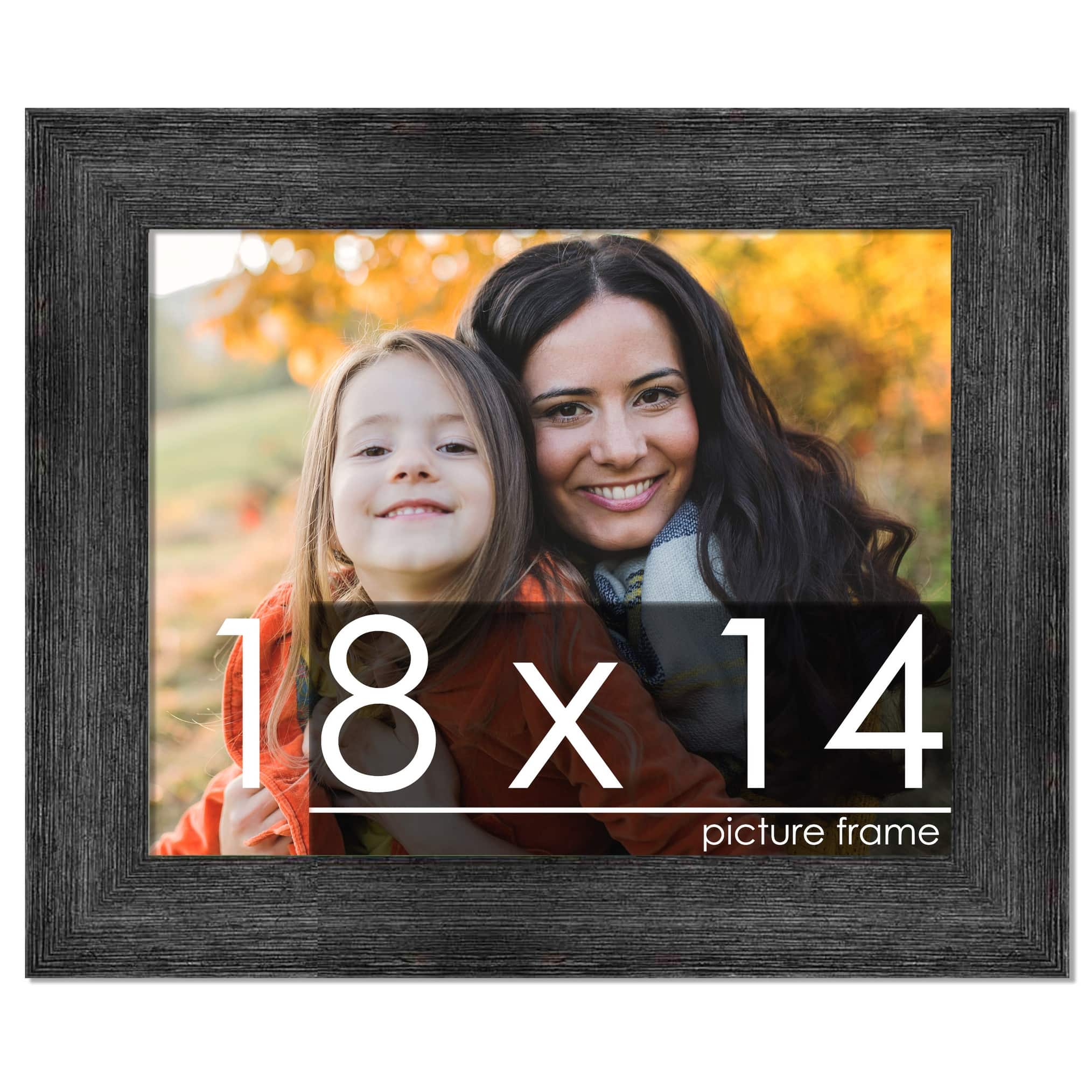 18x14 Distressed/Aged Black Wood Picture Frame UV Acrylic, Foam Board