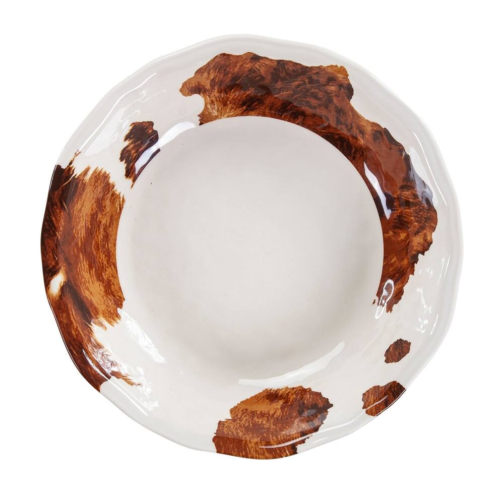 Paseo Road by HiEnd Accents Elsa Cowhide Melamine Serving Bowl, Butterscotch, 1PC
