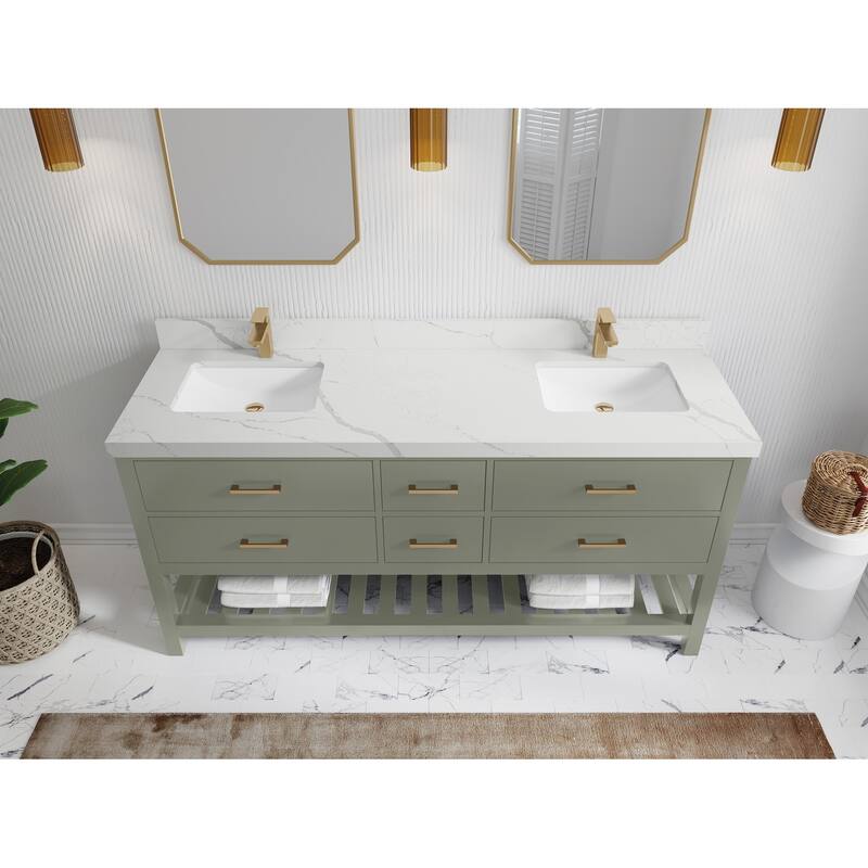 Willow Collections 72 in. W x 22 in. D Parker Double Sink Bathroom Vanity with Countertop
