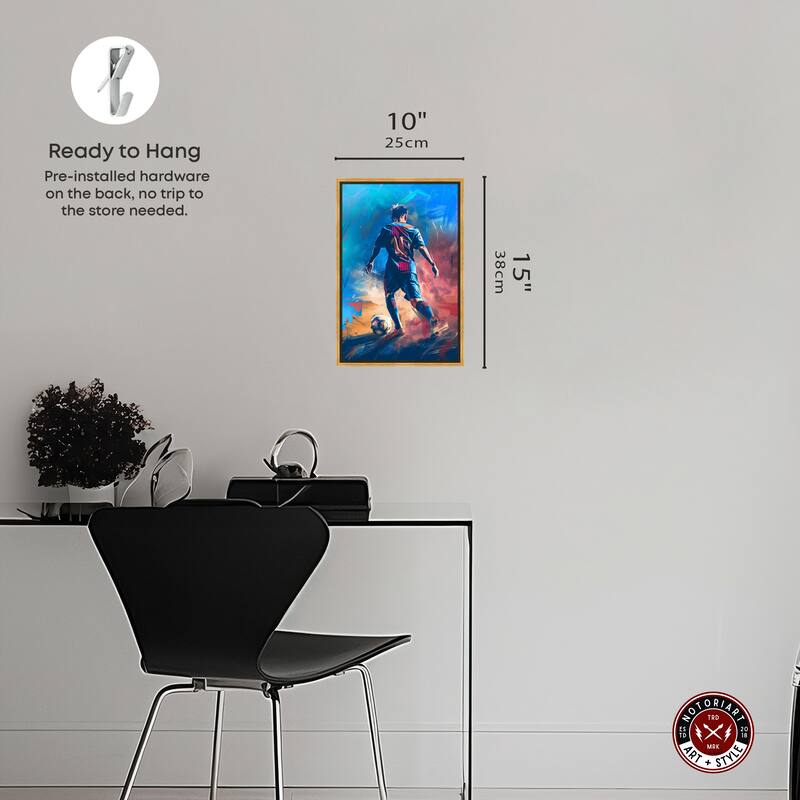 Notoriart Bold And Colorful Soccer Player Framed Soccer 1 Piece Canvas Wall Art