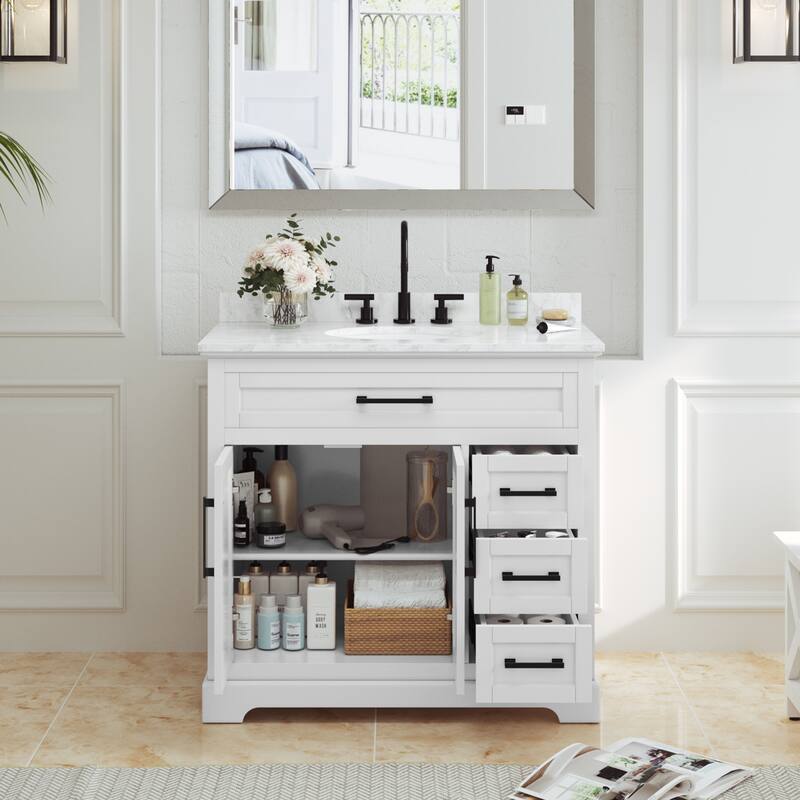 Bathroom Vanity with Marble Top and Sink