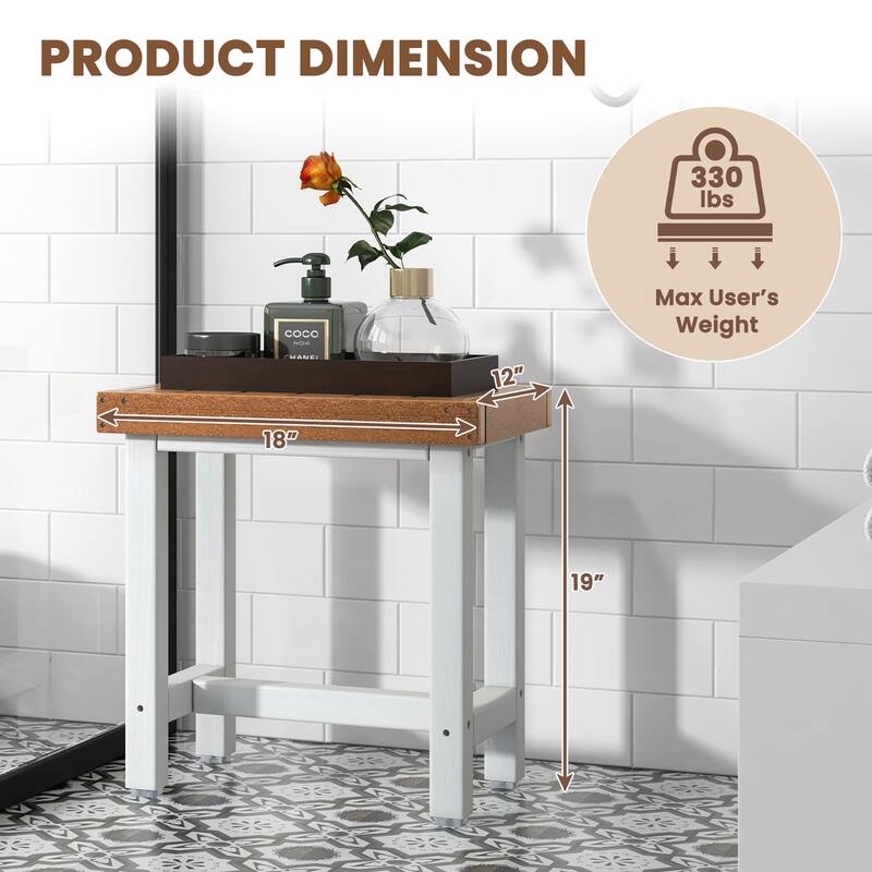 Costway 18'' x 12'' Heavy Duty HDPE Waterproof Shower Bench Spa Bath - See Details
