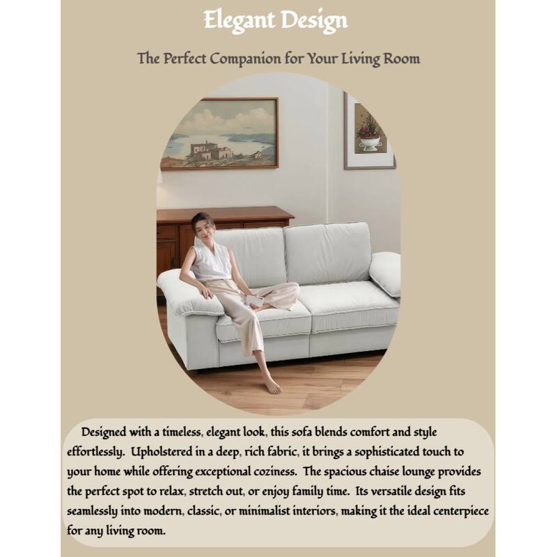 Roomfitters Modern Overstuffed Upholstered Sofa with Hidden Storage and Padded Arms, Comfy Loveseat for Small Space