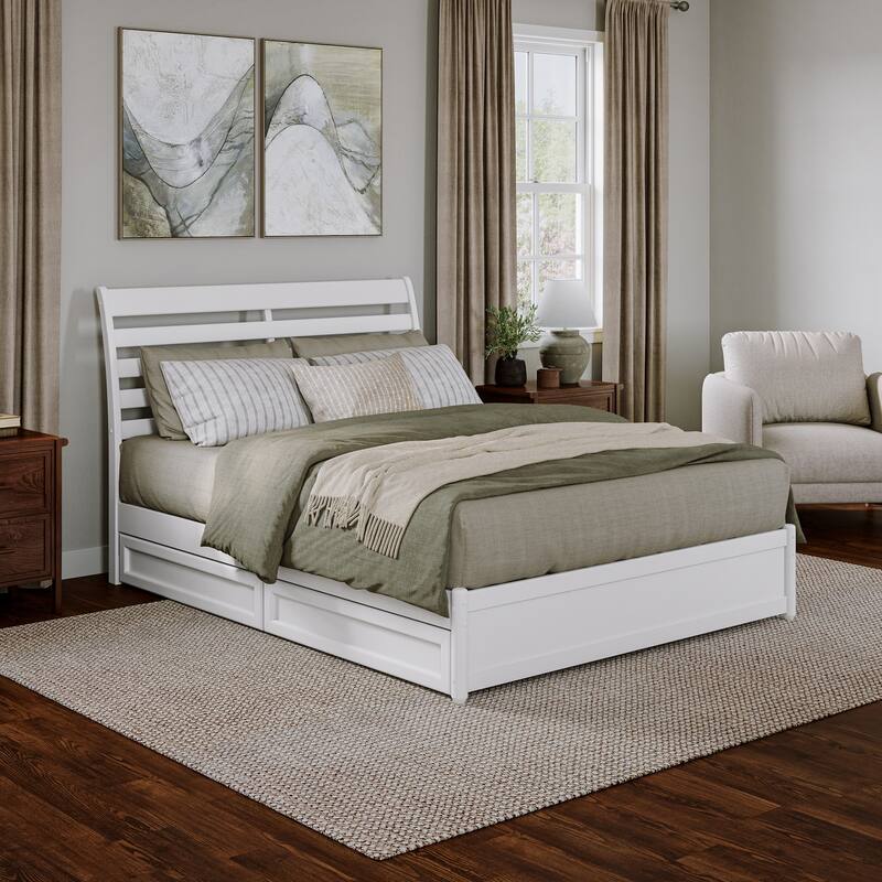 Emelie Platform Bed with Panel Footboard and Storage Drawers
