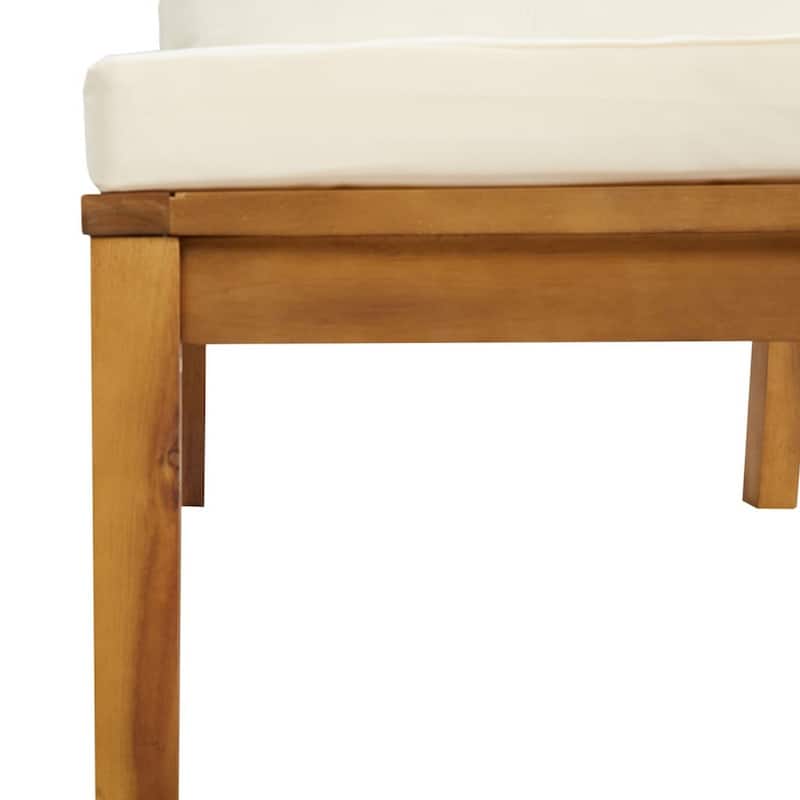 Luna 2pc Modular Outdoor Sofa, Cream 27 Inch Slatted Solid Acacia Wood