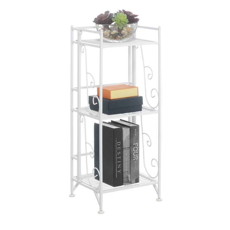 Convenience Concepts Xtra Storage 3 Tier Folding Metal Shelf with Scroll Design