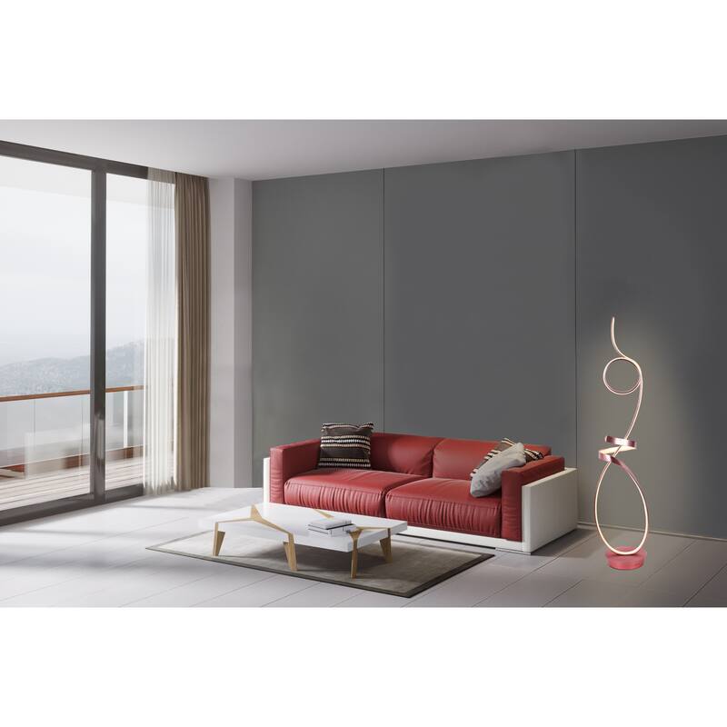 Symphonie 68W Unique Modern Design Led Floor Lamp, rose pink copper - 63.00