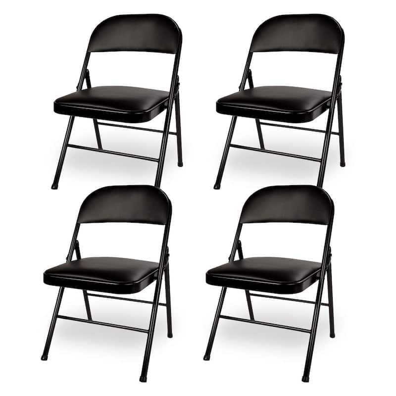 VECELO 4/8 Pack Steel Folding Chairs with Back Support Heavy Duty Indoor Outdoor Event Chairs Space Saving Foldable Chairs