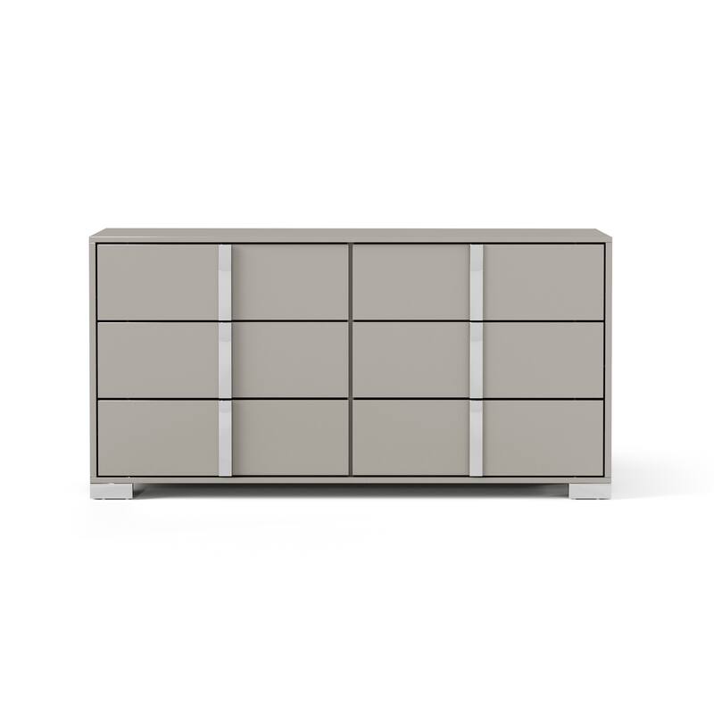 Furniture of America Erina Modern 3-Piece Glossy Dresser and 2 Nightstand Bedroom Set