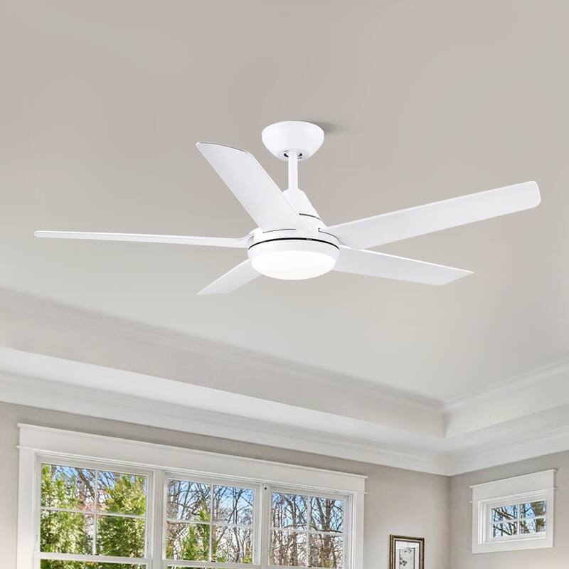 48 in. White Indoor Ceiling Fan with Dimmable LED Light and Remote - 48 INCHES