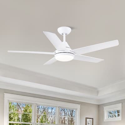 48 in. White Indoor Ceiling Fan with Dimmable LED Light and Remote - 48 inches