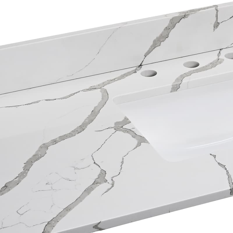 Bathlet Calacatta Quartz 48-in Single Sink Bathroom Vanity Top with Side Splash