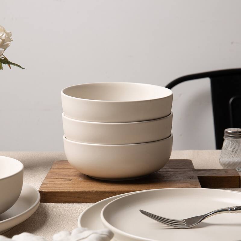 12PCS Stoneware Dinnerware Set, Microwave Dishwasher Safe Stackable