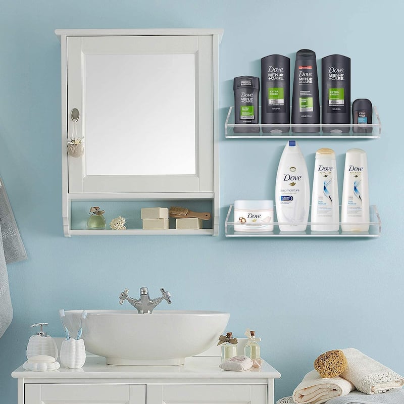 Acrylic Bathroom Floating Display Shelves, Clear Shelf Storage