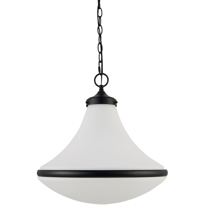 Livabliss Colleen Modern Pendant - 17"L x 17"W x 17"H - White/Black
