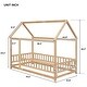 preview thumbnail 6 of 4, Natural Twin Size Wooden Floor Bed with House Roof Frame, Fence Guardrails for Kids, Bedroom