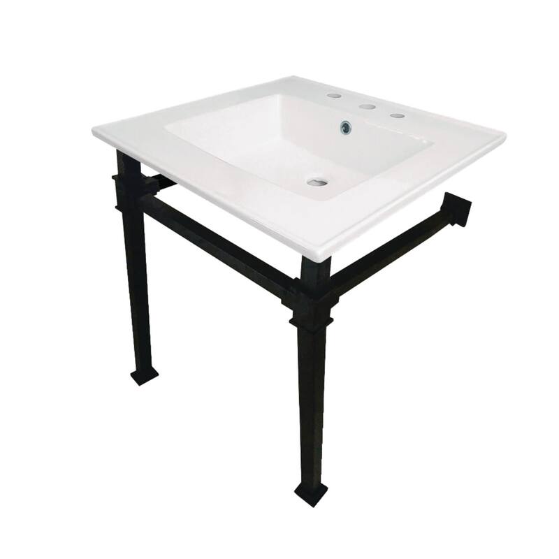 Kingston Brass Monarch 25" Wide Console Sink Set - White / Matte Black