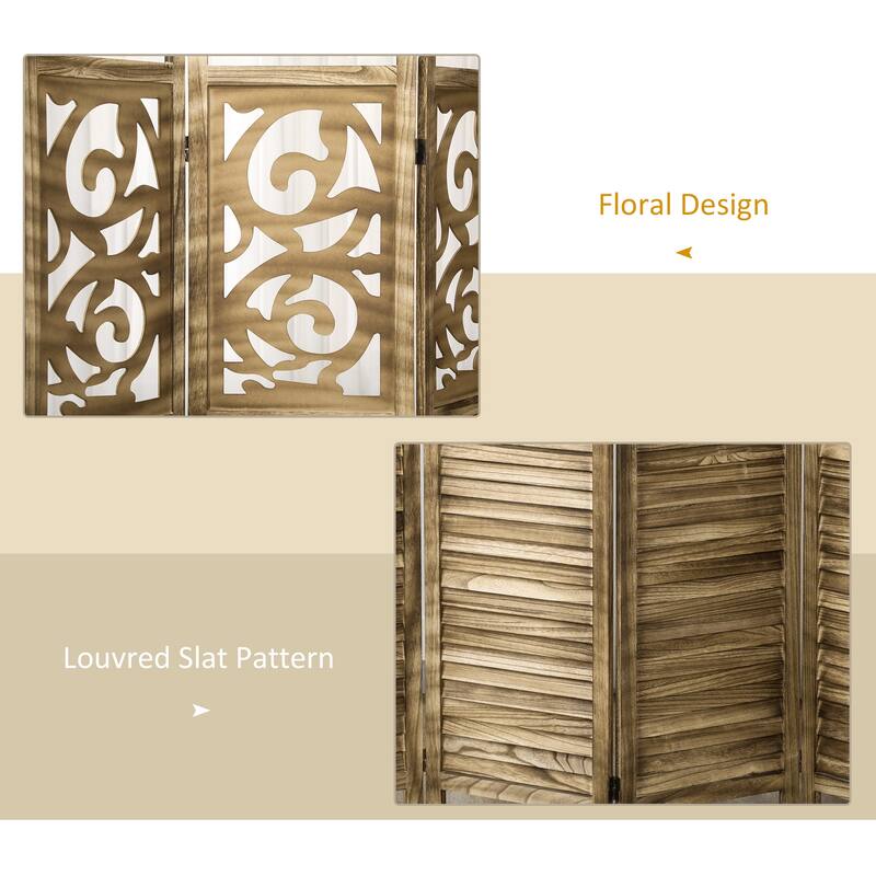 HOMCOM 4 Panel Room Divider, 5.5' Tall Wood Indoor Portable Folding Privacy Screens, Brown