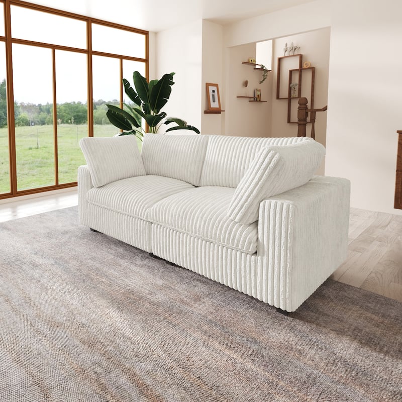 78'' Plush Fabric Loveseat Sofa Lounger Sleep Couch