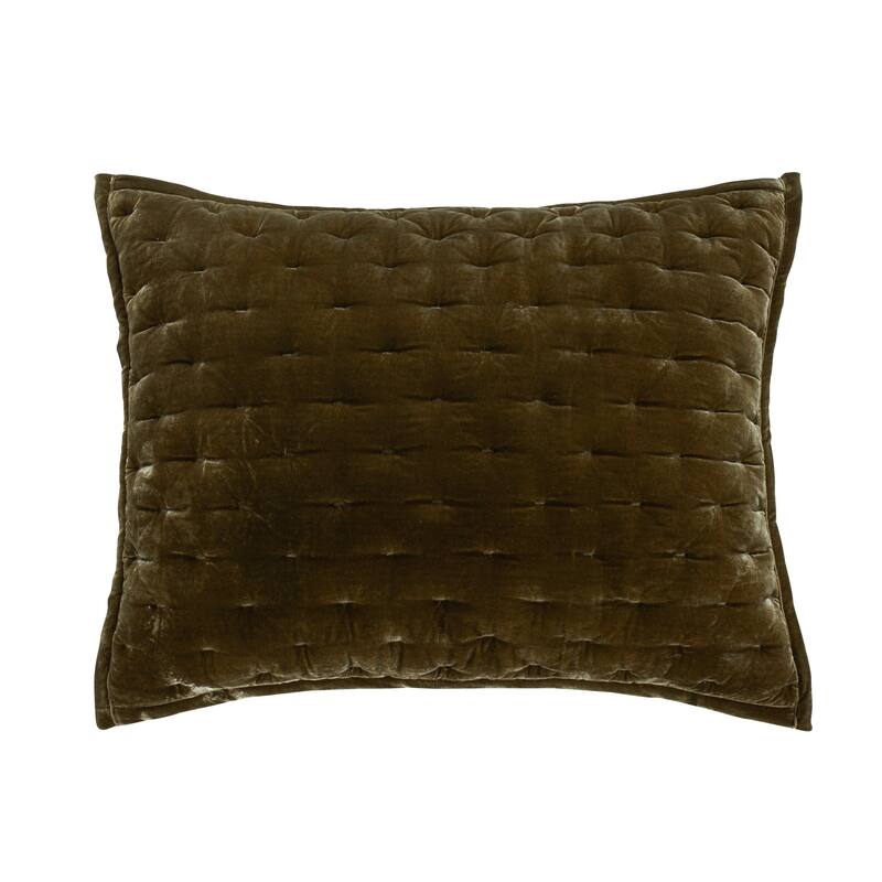 HiEnd Accents Stella Faux Silk Velvet Romantic Western Quilted Pillow Sham, 1PC