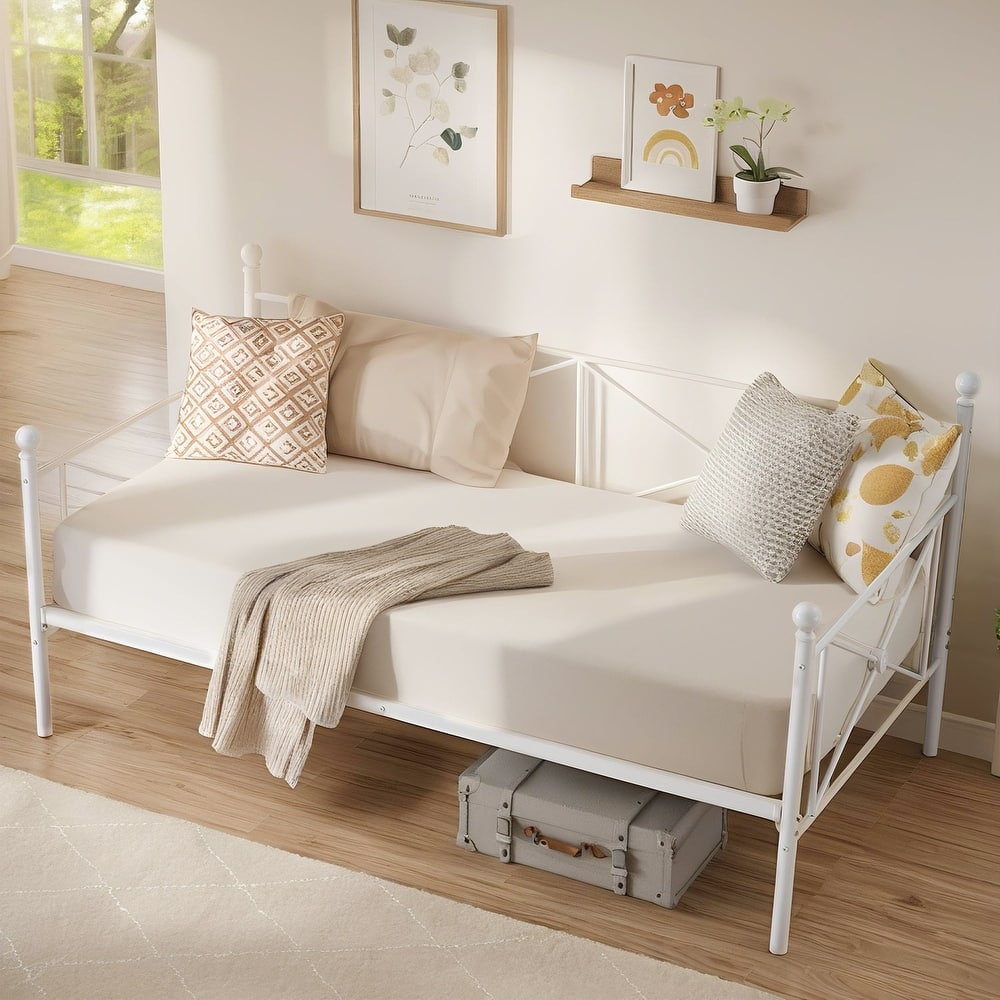 Javlergo Metal Daybed Frame Twin Size Sofa Bed with Steel Slats for Living Room Guest Room