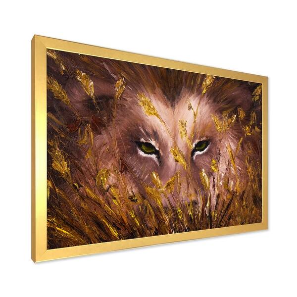 Designart Wolf Eyes In The Grass Farmhouse Framed Art Print Overstock